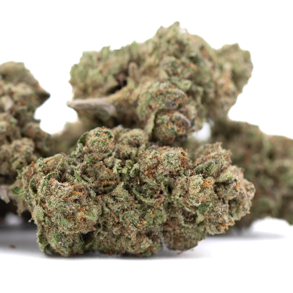 Premium green and brown Candy Pave THCa Hemp Flower with dense textured buds